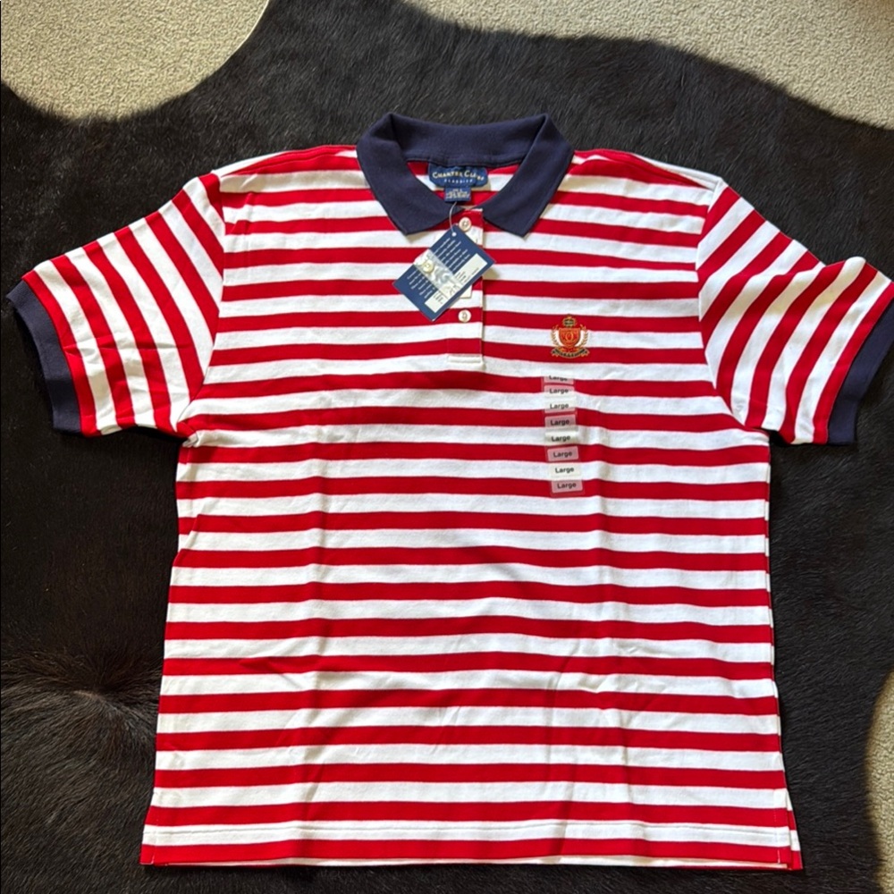 Charter club classic Red and White Striped Polo Shirt